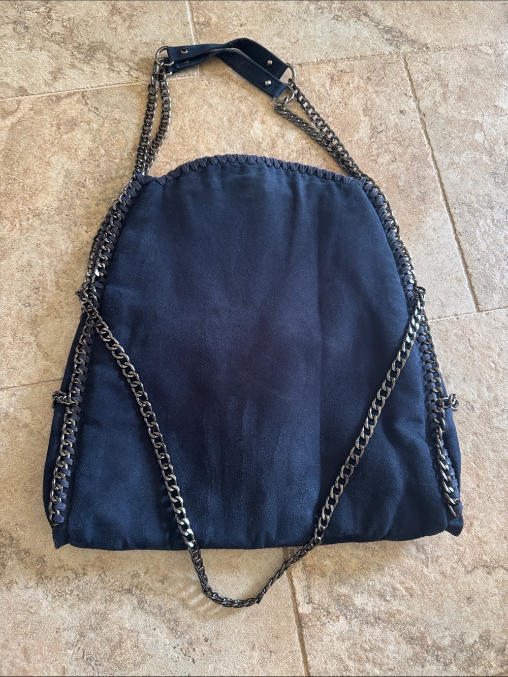 Steve Madden btotally purse Navy Chain-Trim suede Women’s Shoulder Bag**flaw-**